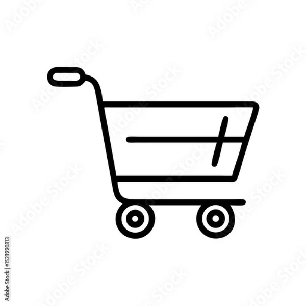 Fototapeta Vector shopping cart illustration in a minimalist style on a white background
