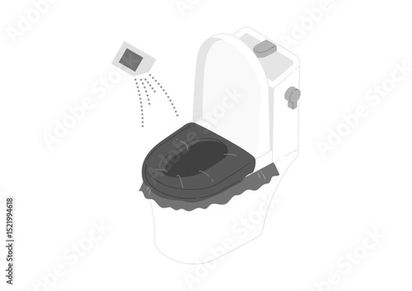 Obraz 凝固剤を振りかけている簡易トイレのイラスト