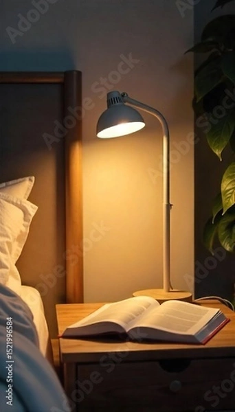 Obraz A portable LED lamp with a built-in handle, easily moved around a home Perfect for bedside tables, reading nooks, or task lighting Ideal for apartments and small spaces , study lamp, adjustable lamp