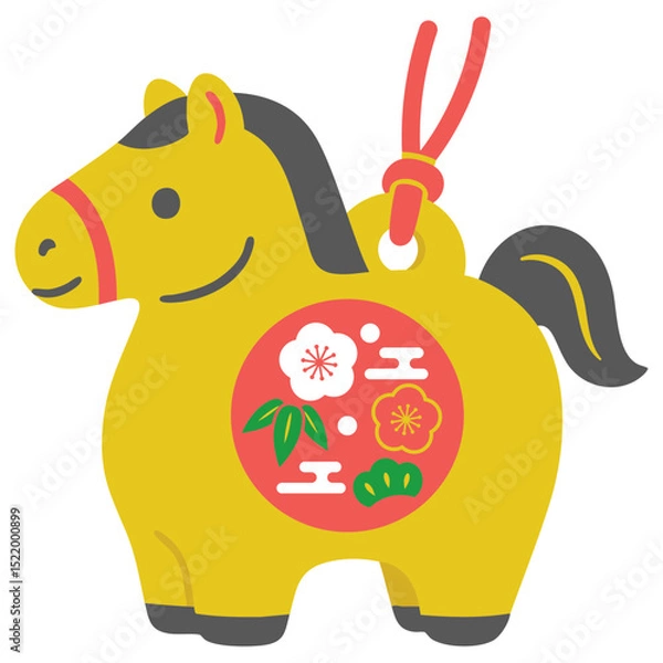 Obraz 午の土鈴の縁起物アイコンイラスト	
