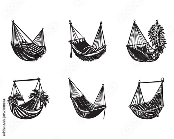 Fototapeta hammock chair silhouette vector illustration