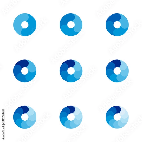 Fototapeta Set of circle pie charts. Financial analysis data 2,3,4,5,6,7,8,9,10 sections elements for business presentation, Vector Illustration