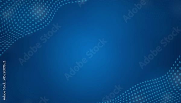 Fototapeta Abstract blue background with white dots dynamic wave. Vector illustration
