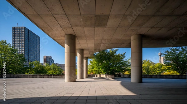 Fototapeta Concrete Structure Underneath Modern Building