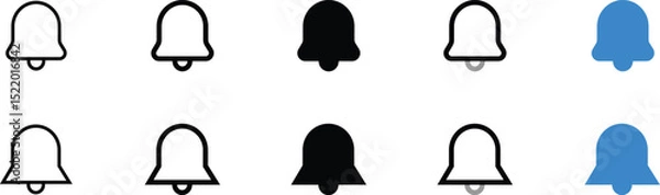 Fototapeta Notification Bell Icons in Various Styles