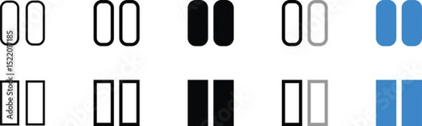 Fototapeta Various Pause Icon Variations in Different Colors and Styles