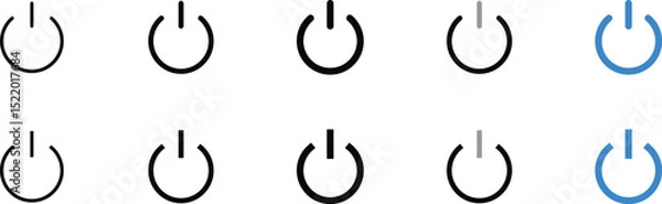 Fototapeta Various Power Button Icons in Different Colors and Styles