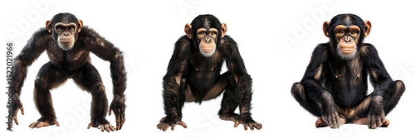 Fototapeta Set of a monkey, isolated on a transparent background.