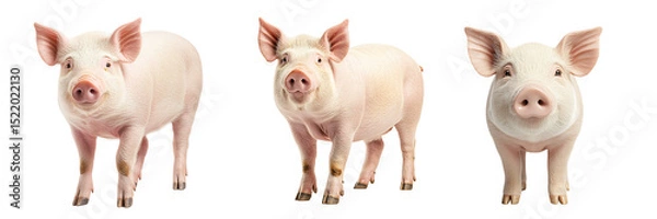 Fototapeta Set of a pig, isolated on a transparent background.