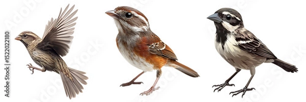 Fototapeta Set of a sparrow, isolated on a transparent background.