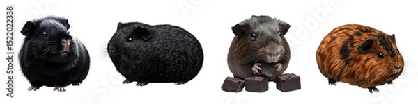 Fototapeta Set of a guinea pig, isolated on a transparent background.