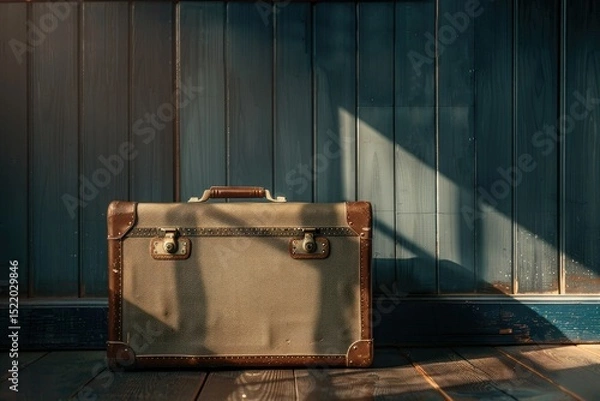Fototapeta Ultra Quality Picture of Front View Interior with Retro Suitcase