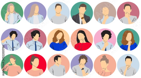 Obraz vector illustration of a set of  people users profile