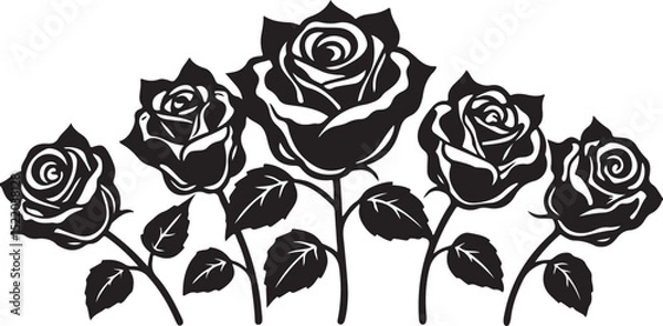 Fototapeta Rose flower vector seamless pattern illustration design with pink blossom and green leaf decoration