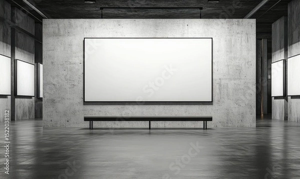 Fototapeta Empty Gallery Wall with Blank Canvas