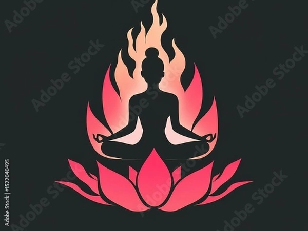 Fototapeta Flat style yoga woman illustration set: Multiple pastel poses with mat and leaf elements on white background. Minimalist doodle characters for fitness logos, health apps, digital content