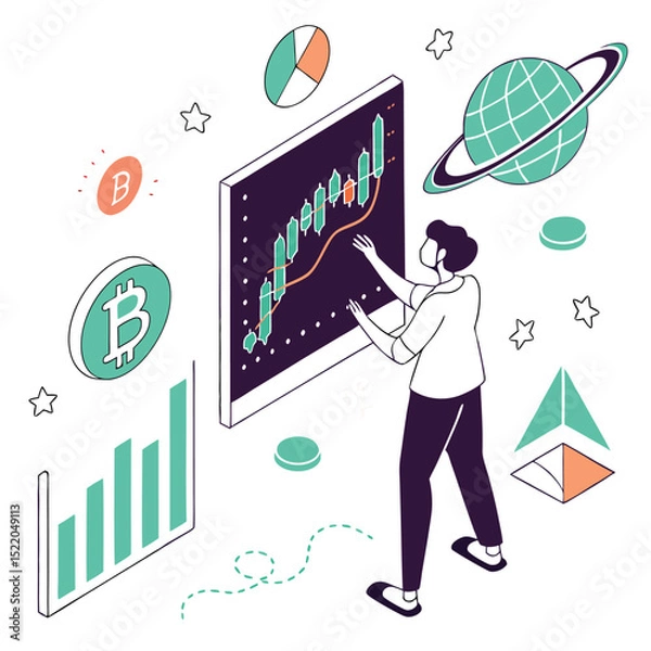 Obraz Person analyzing financial graph illustration
