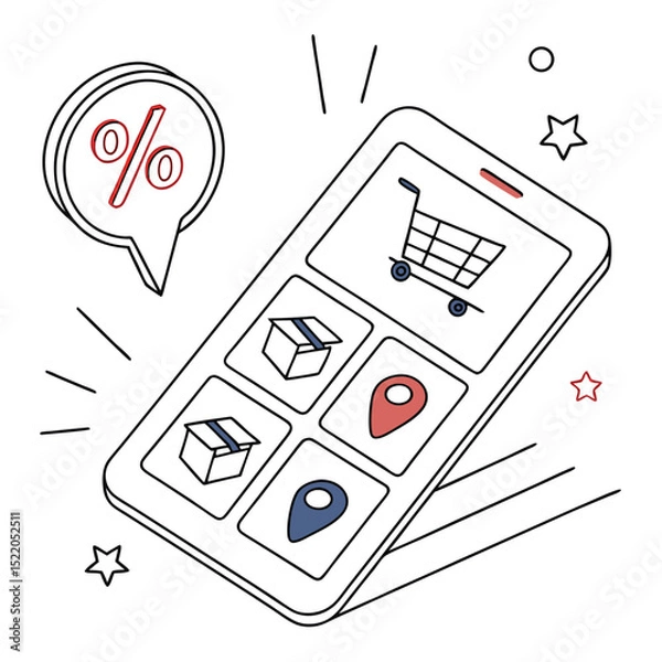 Obraz Smartphone e commerce app illustration