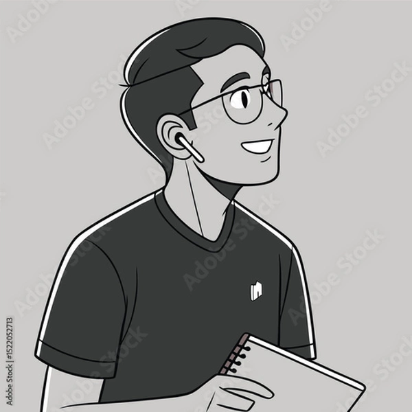 Obraz Smiling person profile drawing illustration