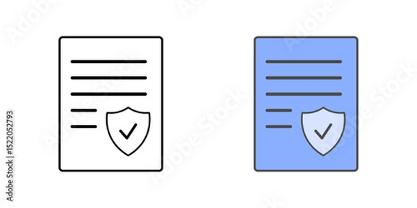 Fototapeta IT policy document icon in outline and color styles, vector symbol for technology guidelines, cybersecurity rules, employee IT compliance, and digital policy papers.