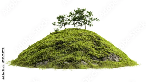 Fototapeta Ancient burial mound from Kofun period Transparent background, PNG