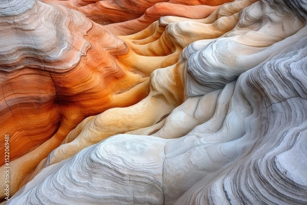 Fototapeta Aerial view of sand dunes merging into rocky terrain, creating contrasting textures under soft desert light