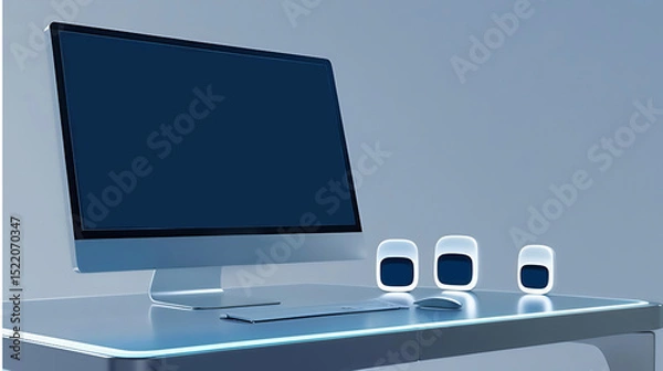 Obraz computer monitor with blue screen isolated