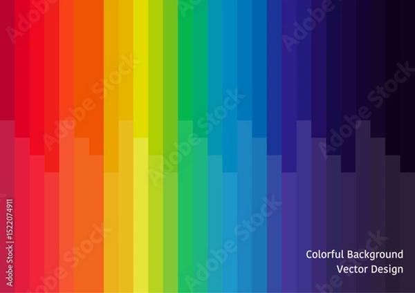 Fototapeta Vector background illustration, theme of overlapping long narrow rectangular bar in many colors, spectrum style