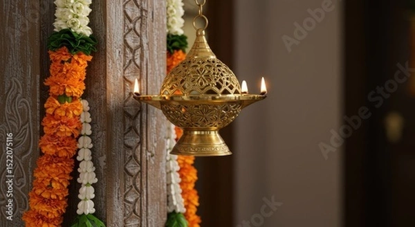 Obraz Ornamental oil lamp, festive decor