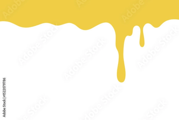 Fototapeta Liquid yellow flowing dripping honey on a white background. Melted cheese, vector illustration, flat design. A simple graphic element for decoration, design, label, banner with an empty space for text
