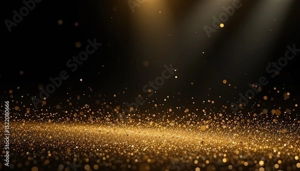 Obraz Golden glitter particles against a dark backdrop.