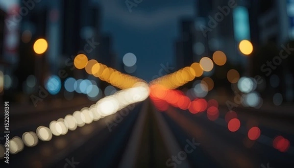Obraz Blurry city lights at night form a pattern.