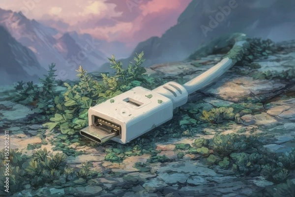 Fototapeta Serenity of Nature Merging with Technology in Scenic Landscape