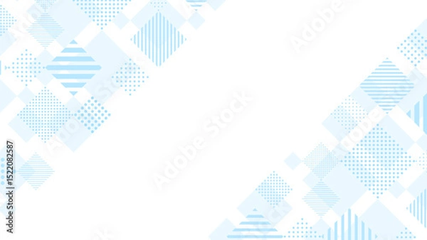 Obraz 水色のドットとストライプ柄の正方形の斜めフレーム