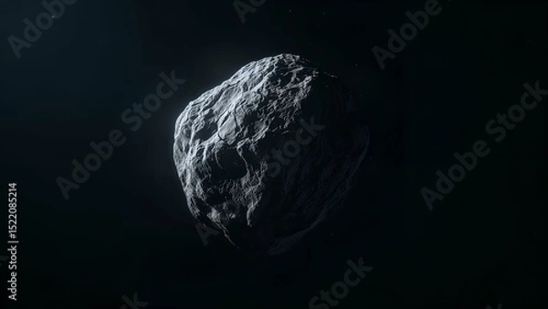 Fototapeta Detailed View of Asteroid in Deep Space with Dark Background
