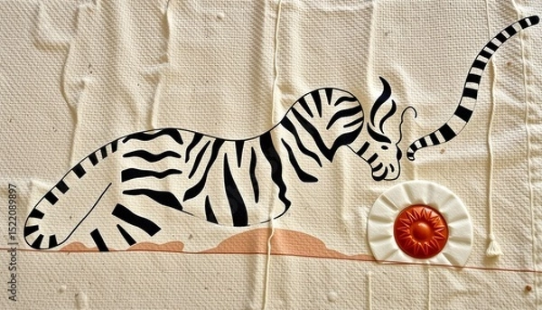 Fototapeta Zebra Art on Textured Fabric