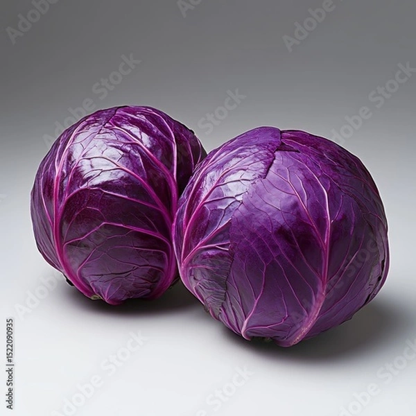 Fototapeta Fresh Purple Cabbage Heads with Vibrant Colors and Textures