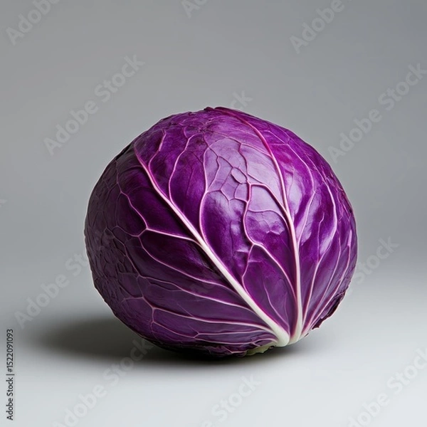 Fototapeta Fresh Purple Cabbage with Vibrant Leaves and Glossy Texture