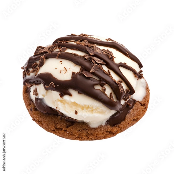 Obraz Frozen chocolate dessert sandwich with creamy layers of cookie and espresso ice cream on white background sweet indulgent treat