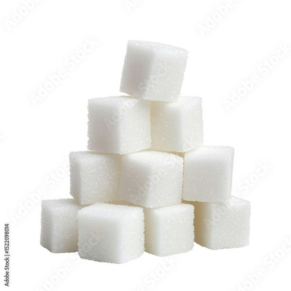 Obraz Pyramid of white sugar cubes stacked neatly, showcasing their crystalline texture and bright appearance, evokes sense of sweetness and simplicity