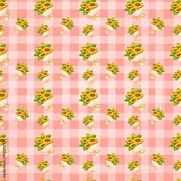 Obraz Seamless pattern with summer picnic and  on pastel Red