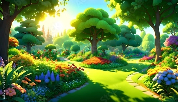 Obraz cartoonized garden