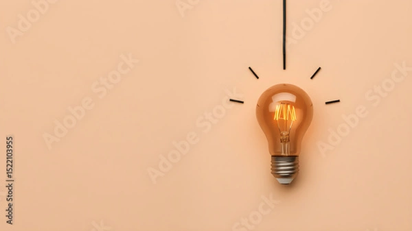 Obraz This artwork features a brown light bulb, reflecting the idea and innovation of a minimalist modern style. The simple design and plenty of space for text make it suitable for a variety of uses.
