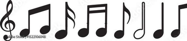 Fototapeta Music Notes Icon Set – Musical Symbols and Key Notes Vector Illustration