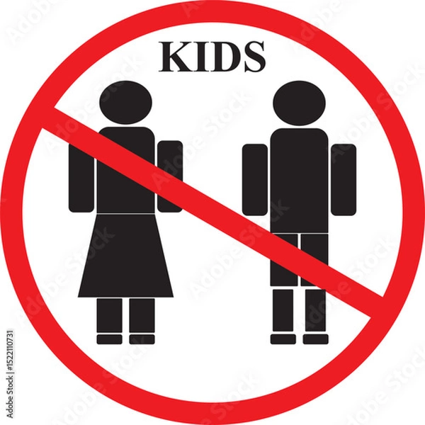 Fototapeta A sign stating that children are prohibited from entering and staying