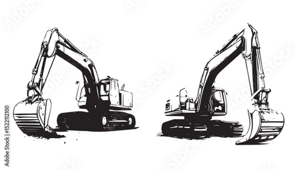 Fototapeta excavator vector illustration