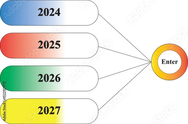 Fototapeta Vector illustration of colorful year numbers