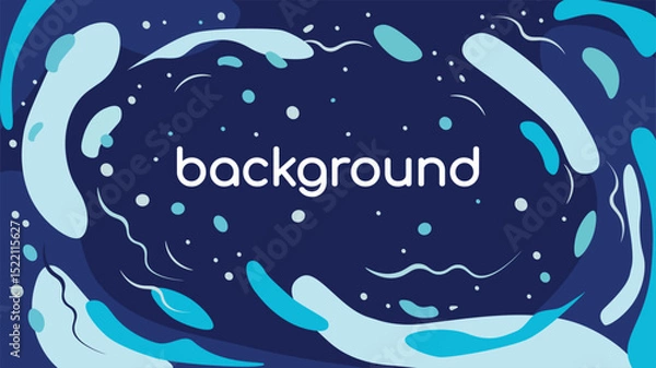 Fototapeta Abstract blue swirling background with fluid shapes and dots, creating a dynamic and modern design. Perfect for digital projects, presentations, and creative visuals.