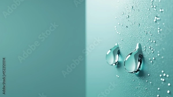 Obraz Crystal Clear Water Droplets Forming and Adhering on a Surface