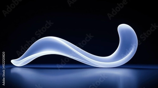Obraz A Glowing Wavy Abstract Shape Resides On A Blue Surface